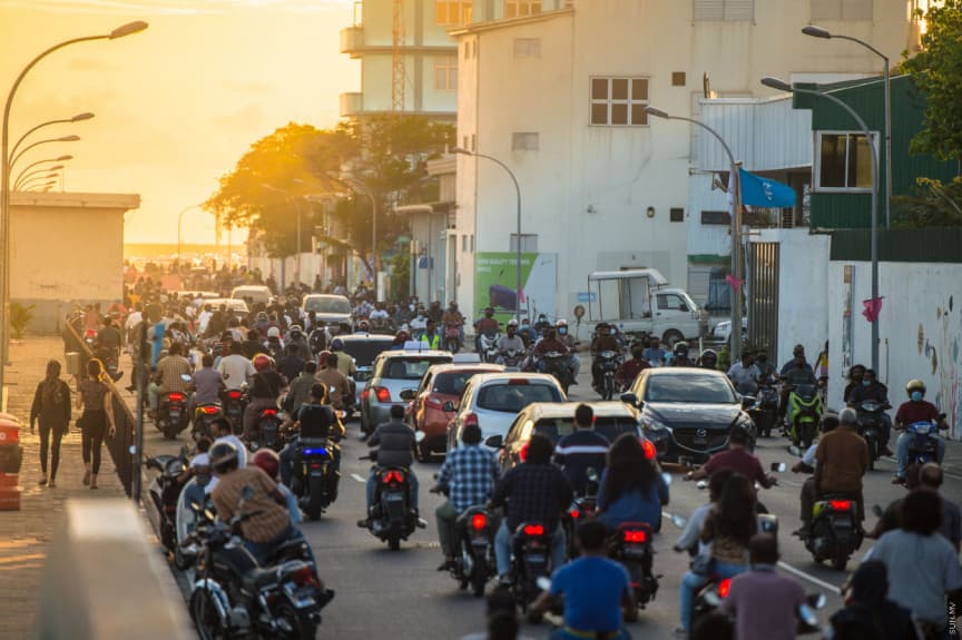 Traffic flows through a road in Malé City on March 2, 2021. | Photo: Sun Online