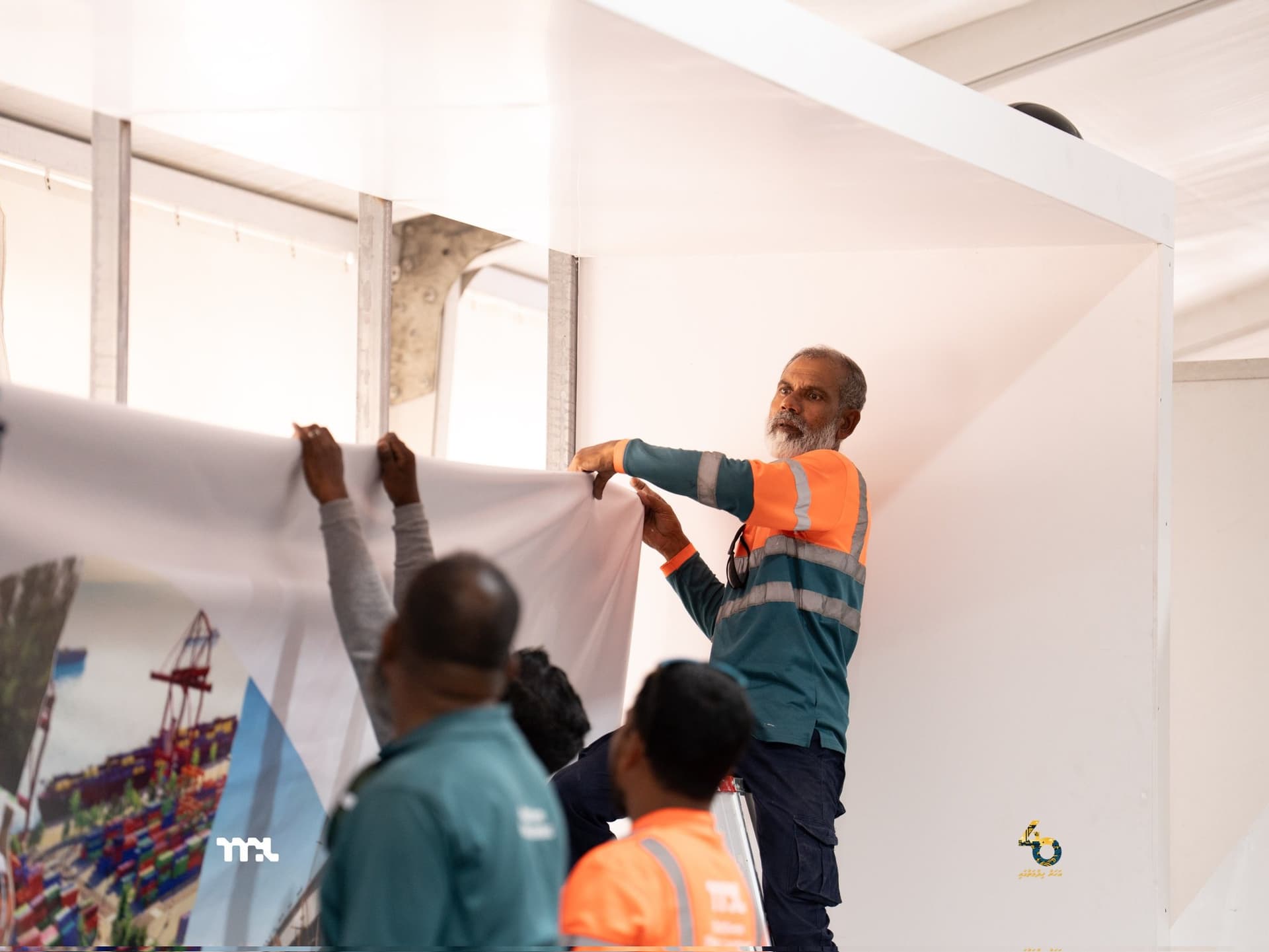 MPL staff prepare and install the company’s exhibition stall ahead of the Maldives Marine Expo 2026. | File photo: MPL