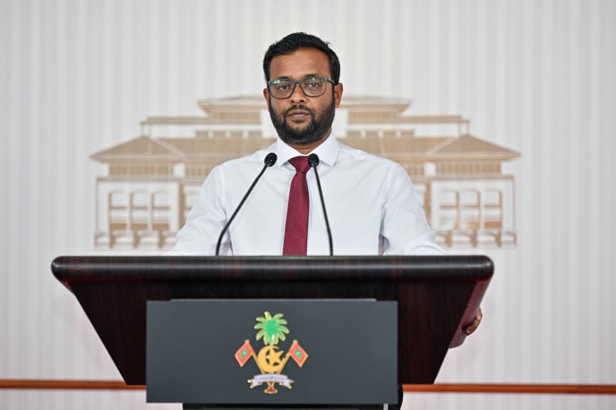 Infrastructure Minister Dr. Abdulla Muhthalib speaks at a previous press conference on the government’s housing initiatives. | Photo: The President’s Office 