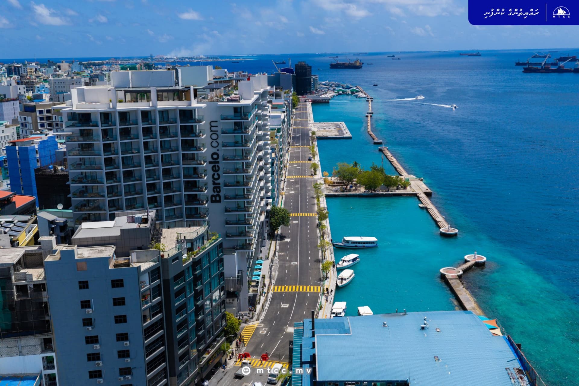 Road marking works on the Malé North Side Boduthakurufaanu Magu Road Project (Phase 1) have been completed as the project enters its final stage, according to MTCC. | Photo: MTCC